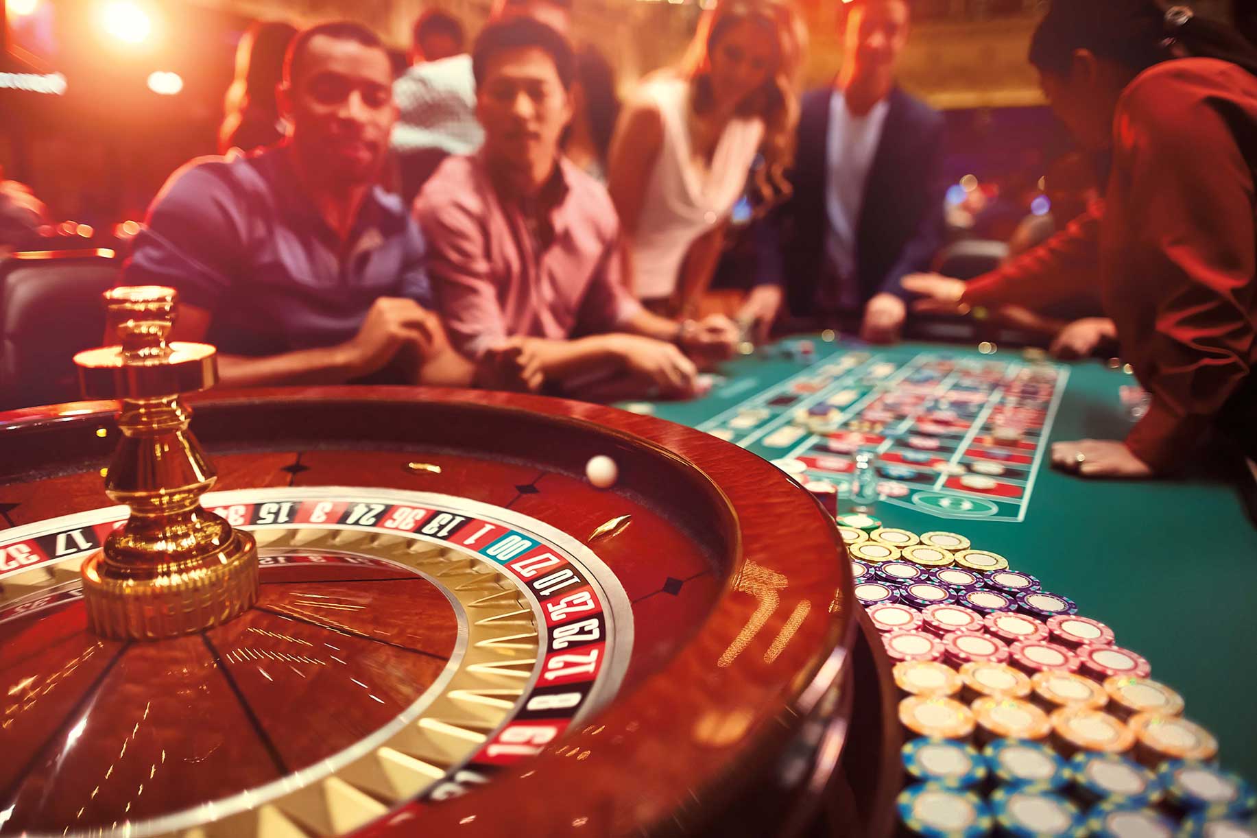 Humans Playing Roulette in a Casino Orange Halo